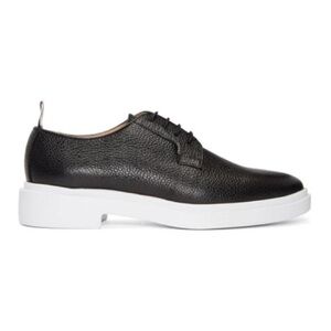 Thom Browne Pebble Grain Leather Black Blucher Contrast Sole Derbys